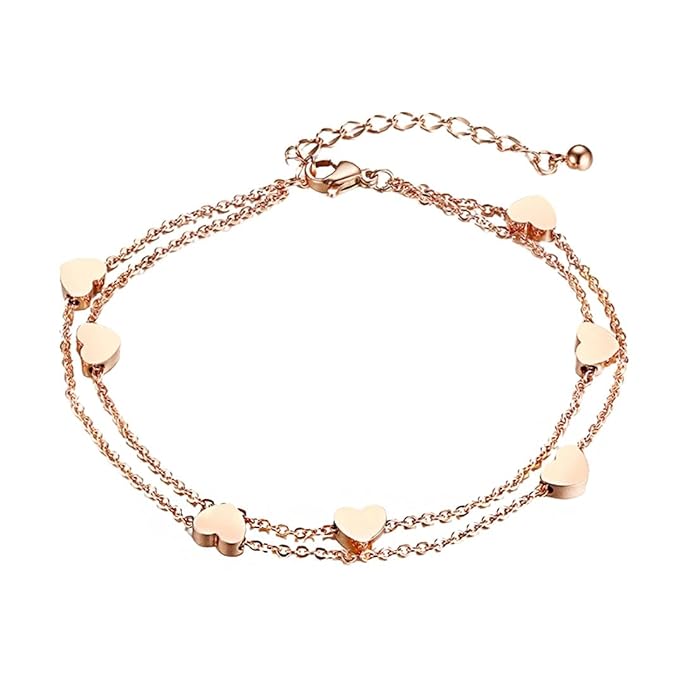 Rose Gold Plated Stainless Steel Heart Bracelet